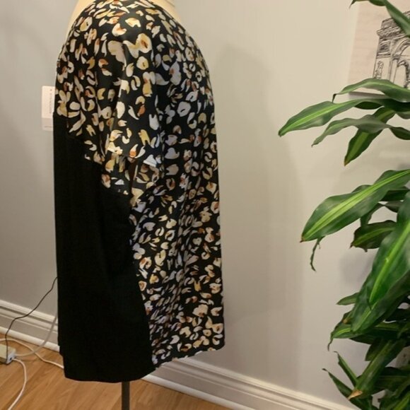 Addition Elle Black And Spotted Animal Print Blouse - Picture 3 of 7